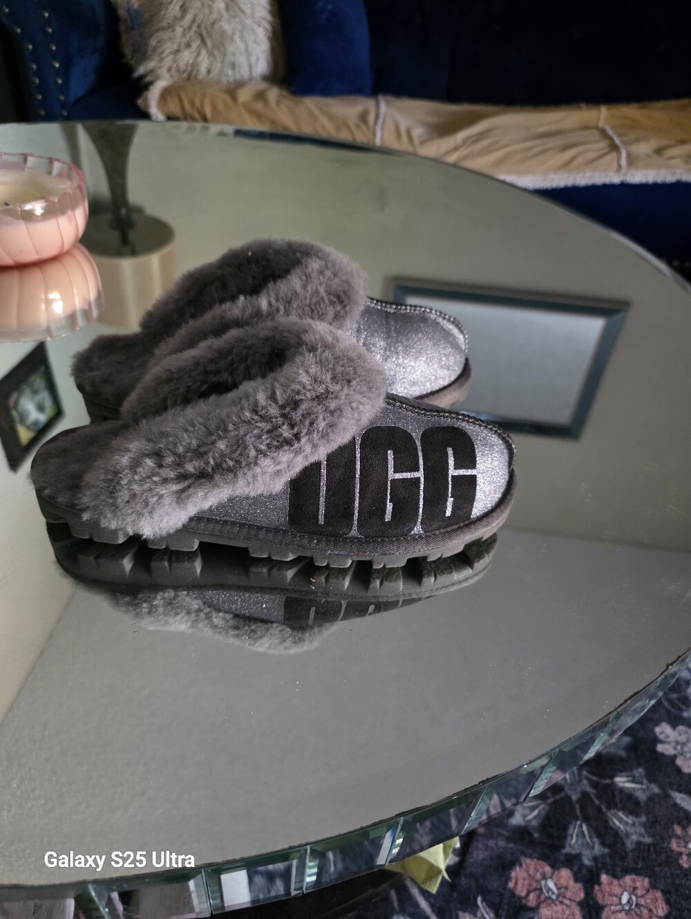UGG COQUETTE METTALIC SLIPPERS SIDE LOGO SZ9